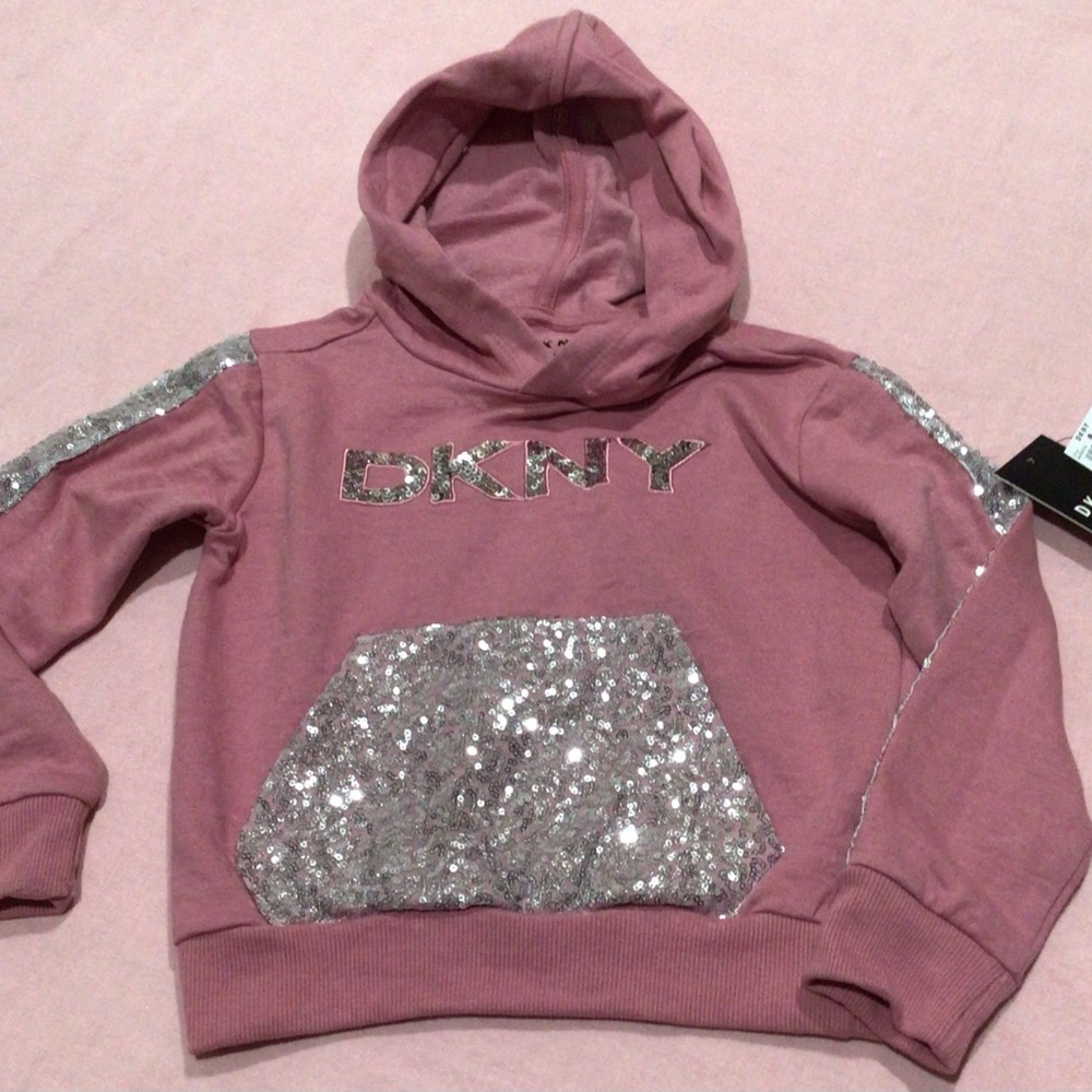 DKNY girls pull over sweatshirt with sequins size small